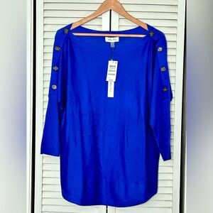 Cobalt Blue Button Sleeve Blouse